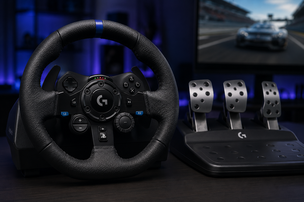 خرید فرمان بازی لاجیتک G923 مشکی برای PS5 و PS4 همراه پدال حرفه ای و فناوری TrueForce مناسب Gran Turismo و F1